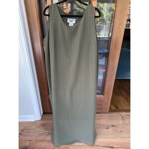 Vintage Plaza South Checkered Olive Green Shift Dress Women’s Size 18 Workwear